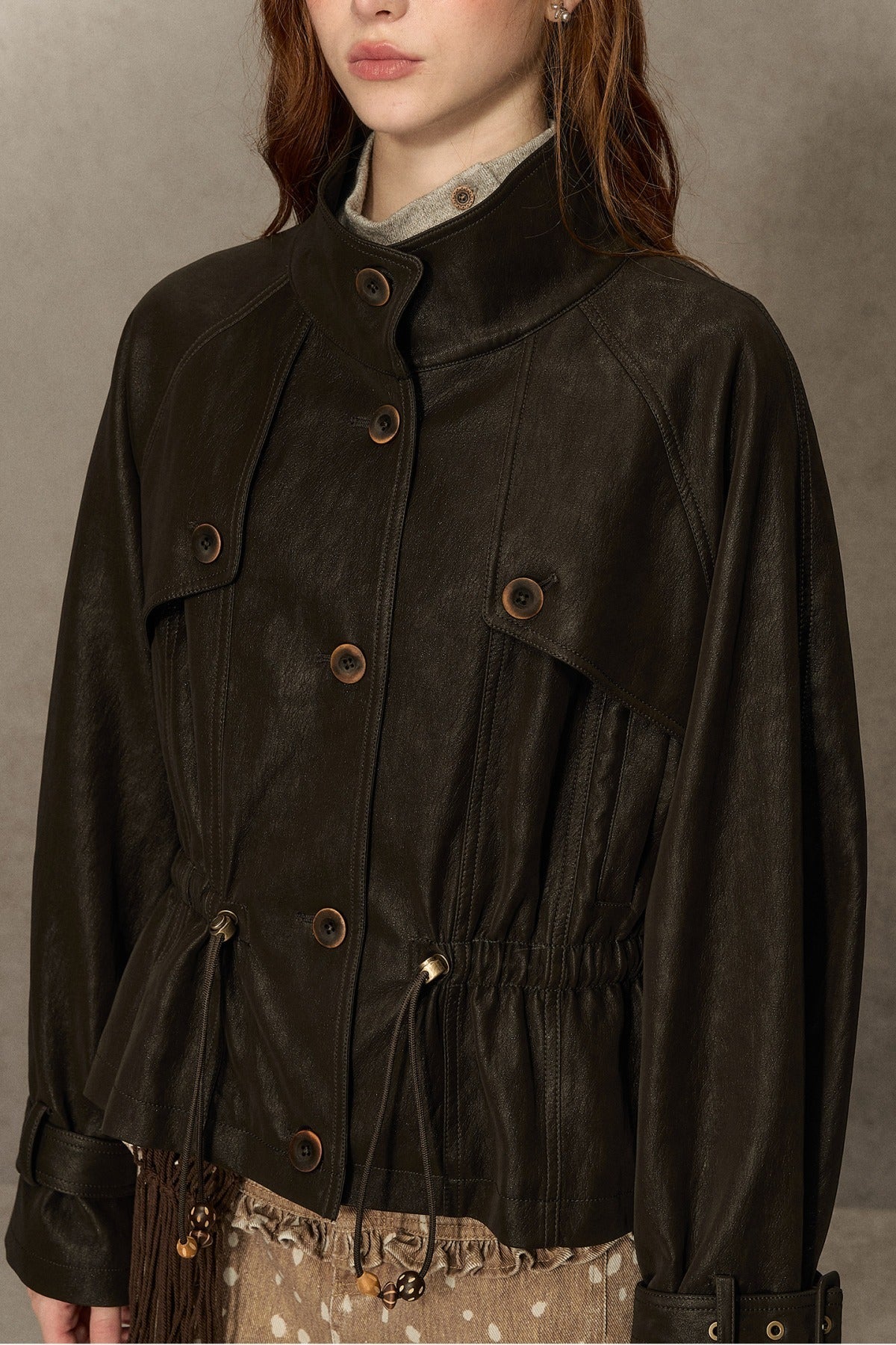 Coffee-Colored Leather Jacket