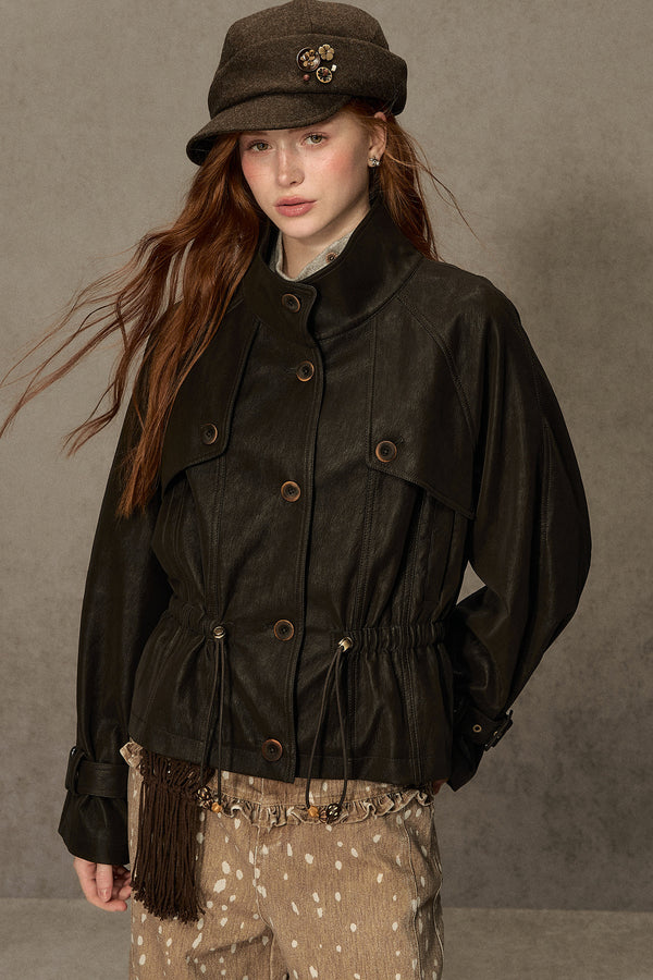 Coffee-Colored Leather Jacket
