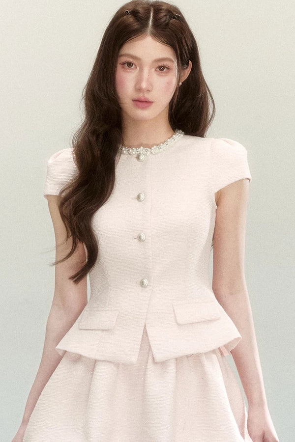 Tweed Puff Skirt and Top Set