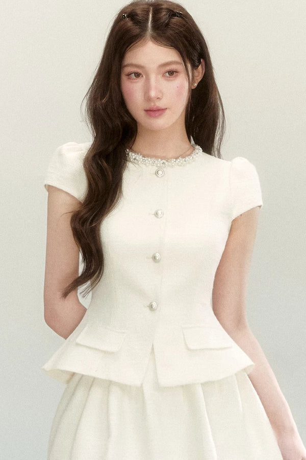 Tweed Puff Skirt and Top Set