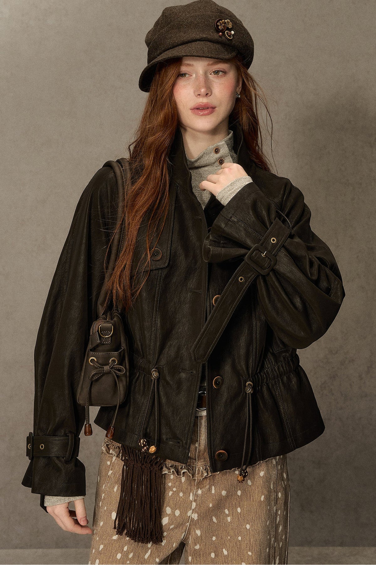 Coffee-Colored Leather Jacket