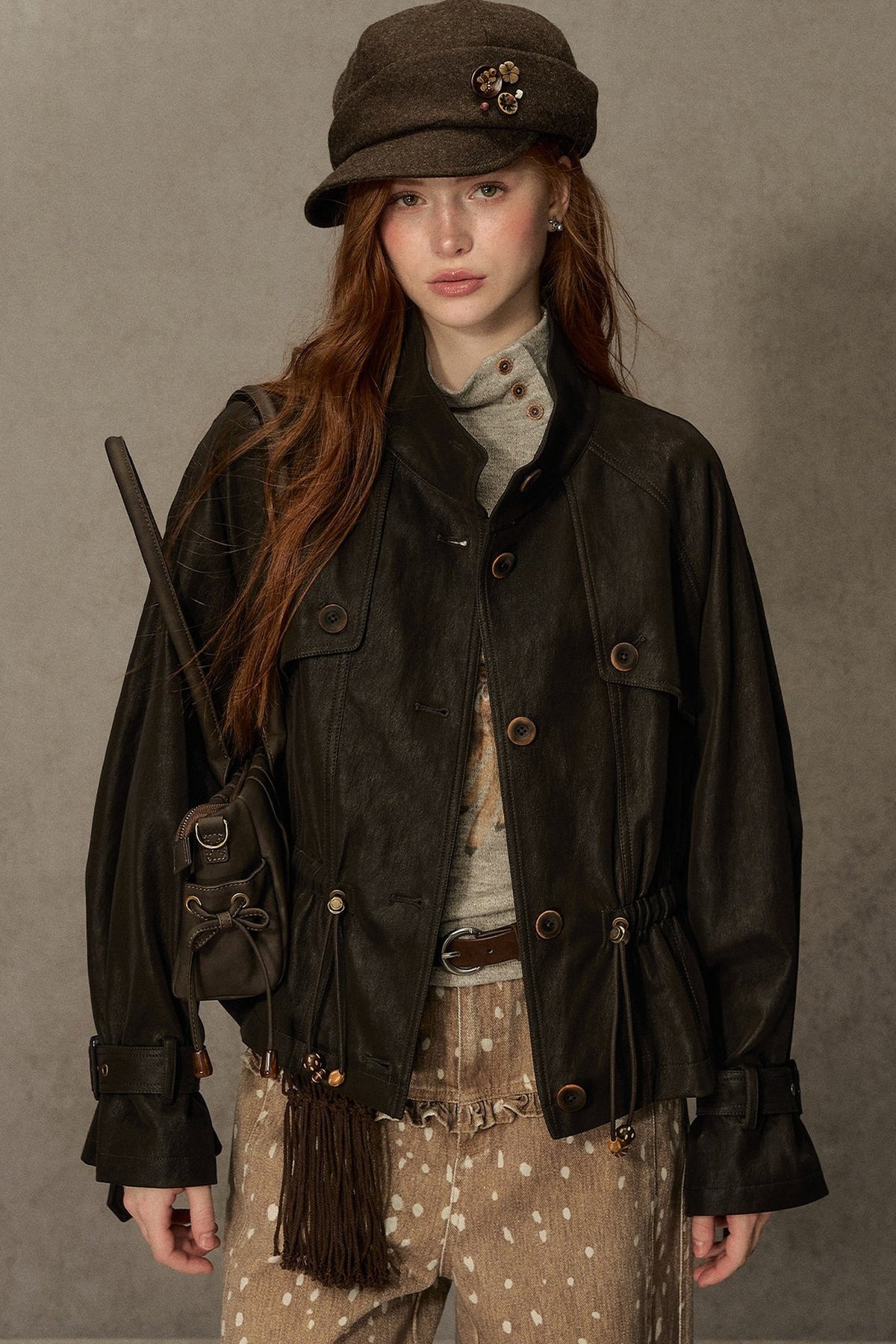 Coffee-Colored Leather Jacket