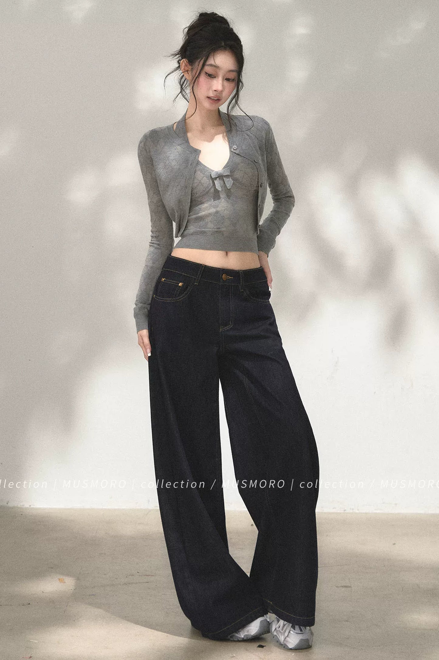 Argyle Knit Cardigan With Camisole Set-Up