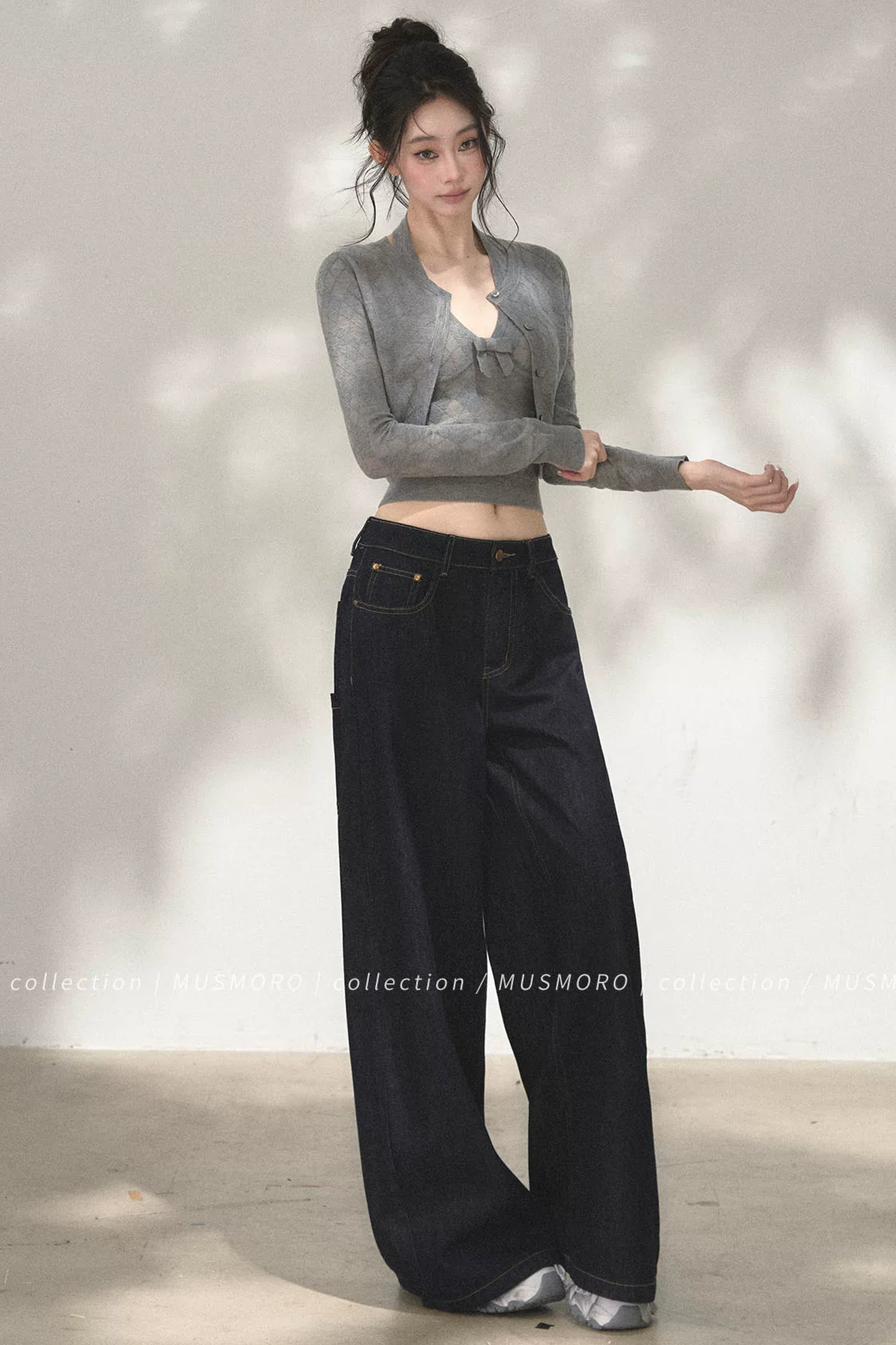 Argyle Knit Cardigan With Camisole Set-Up