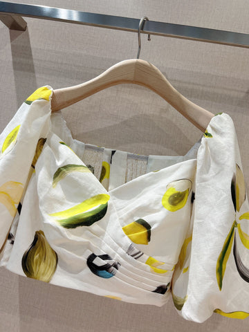 Zest Lantern Short Sleeves Lemon Print