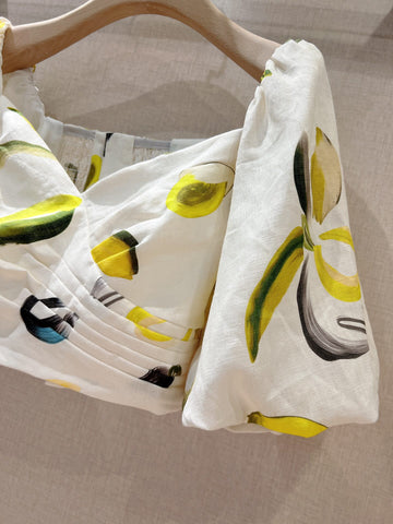 Zest Lantern Short Sleeves Lemon Print