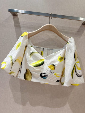 Zest Lantern Short Sleeves Lemon Print