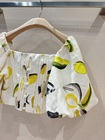 Zest Lantern Short Sleeves Lemon Print