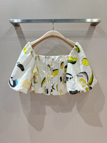 Zest Lantern Short Sleeves Lemon Print