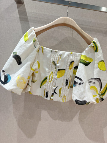 Zest Lantern Short Sleeves Lemon Print