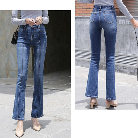 Fashion Flared High-Waist Blue Jeans