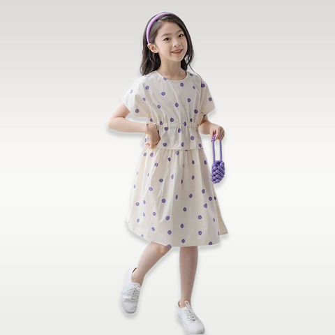Purple Polka Dot Print Princess Dress BENJI & MOM Purple Polka Dot Print Princess Dress BENJI & MOM