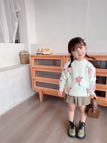 3D Knitted Floral Sweet Sweater