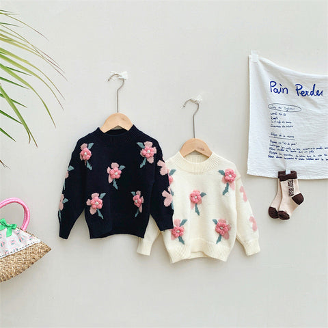 3D Knitted Floral Sweet Sweater