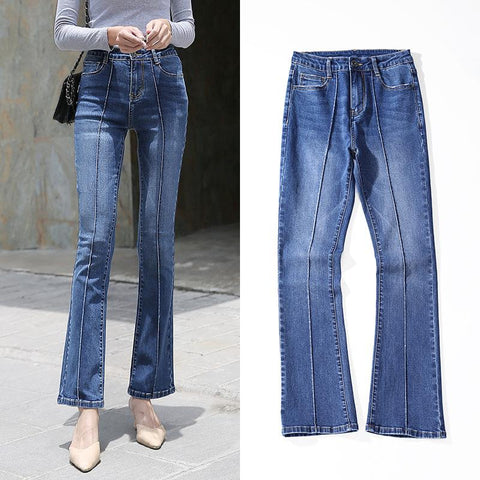 Fashion Flared High-Waist Blue Jeans