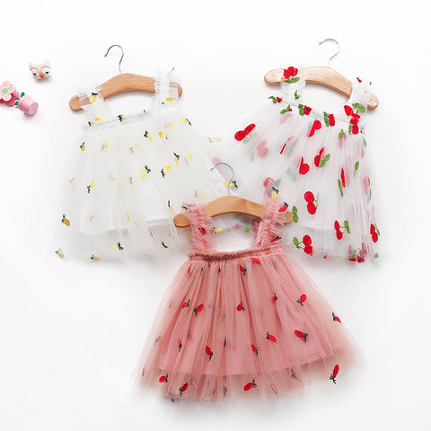 Sleeveless Fruit/Daisy Tulle Dresses